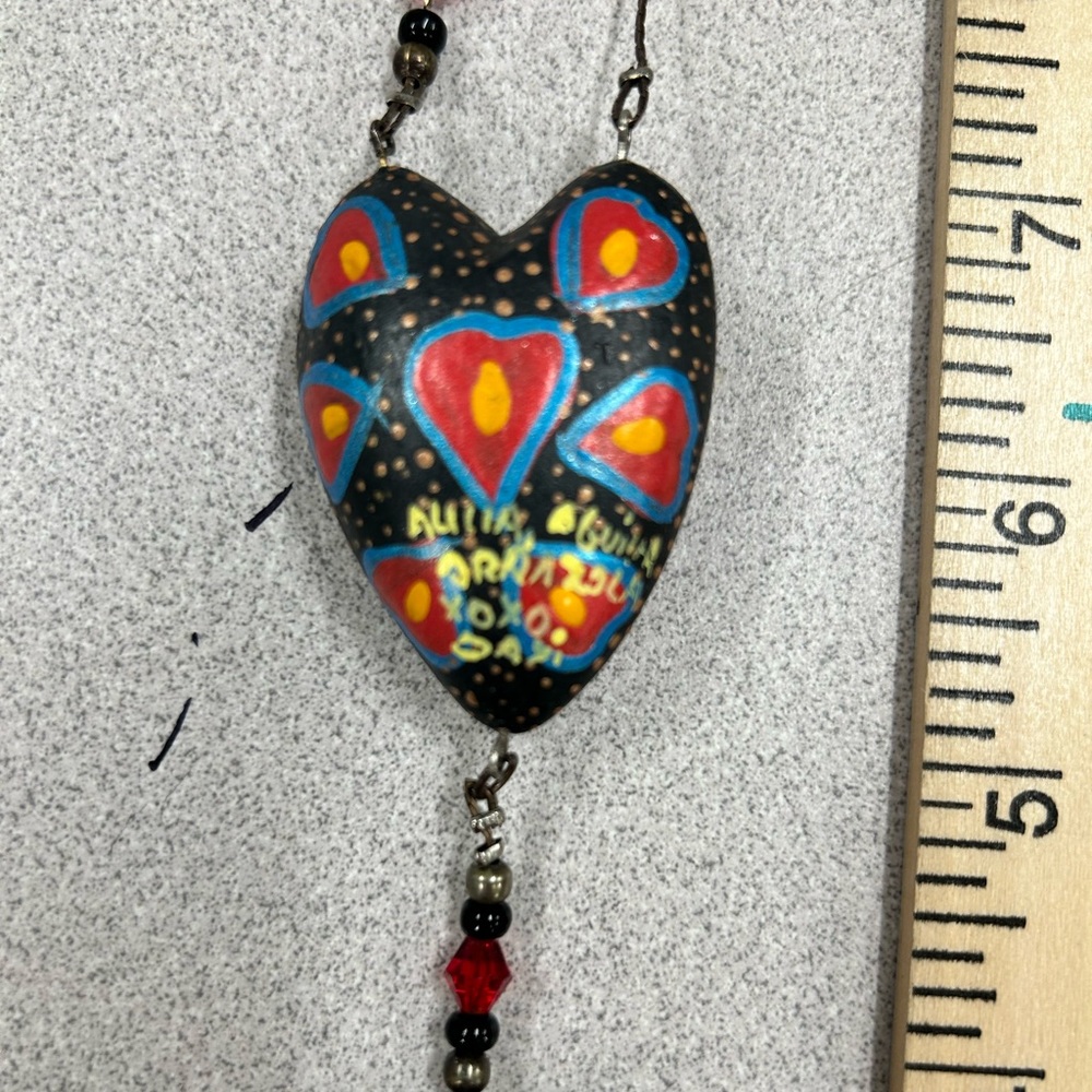 Beautiful vintage hand-painted Mexican necklace.
